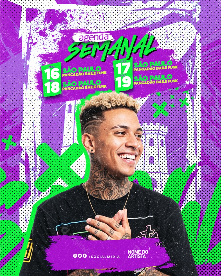 Flyer Agenda Semanal Social Media PSD Editável