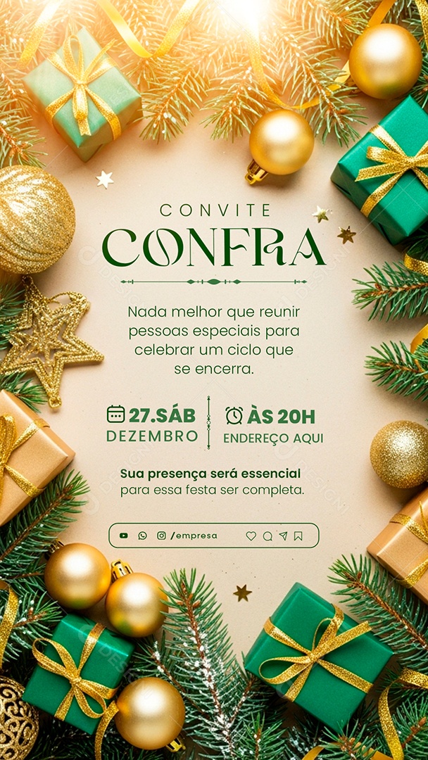 Convite de Confraternização Social Media PSD Editável