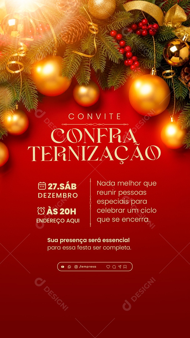 Convite de Confraternização Social Media PSD Editável