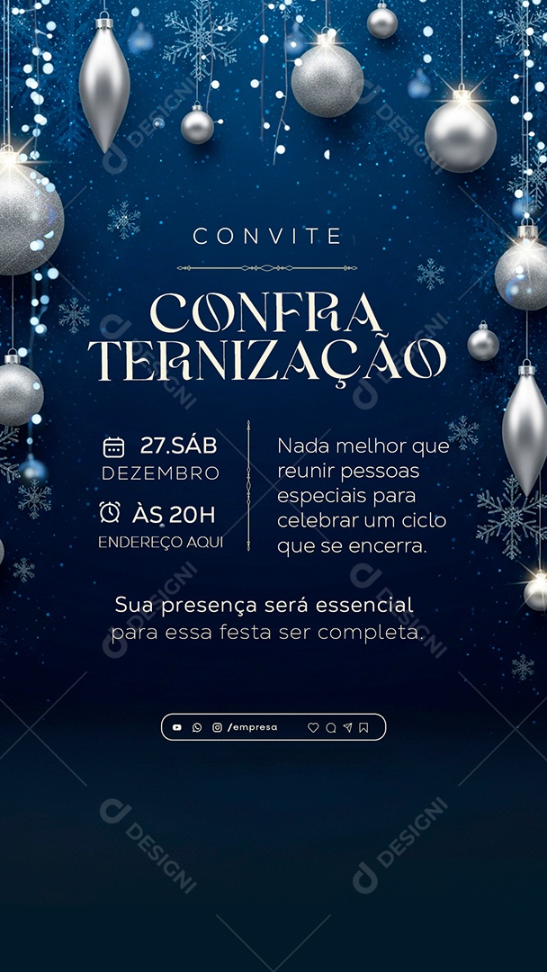 Convite de Confraternização Social Media PSD Editável