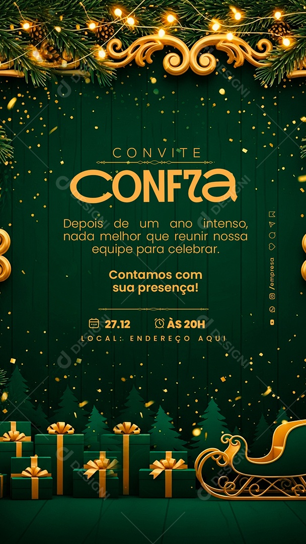 Convite de Confraternização Social Media PSD Editável