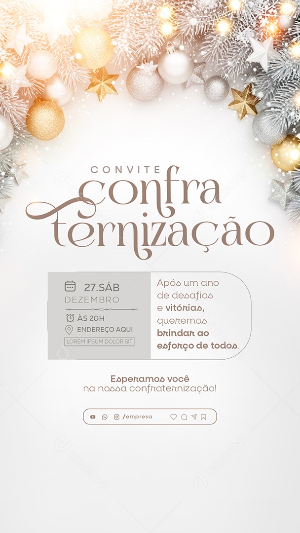 Convite de Confraternização Social Media PSD Editável