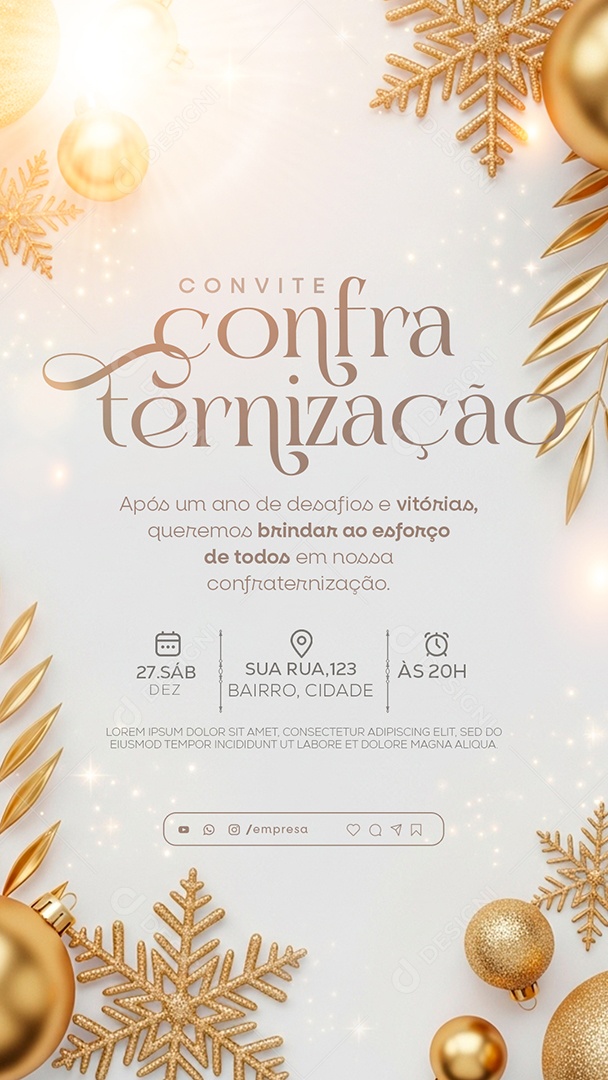 Convite de Confraternização Social Media PSD Editável