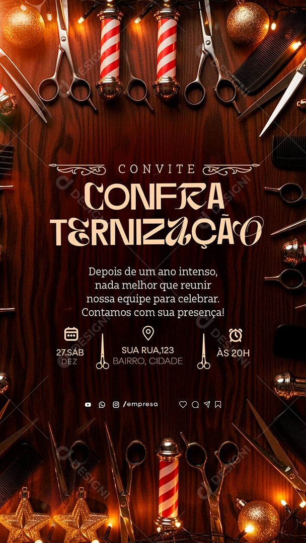 Convite de Confraternização Social Media PSD Editável