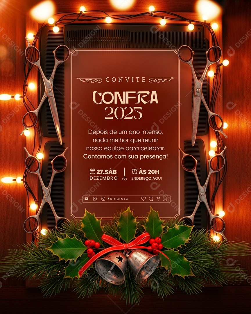 Convite de Confraternização Social Media PSD Editável