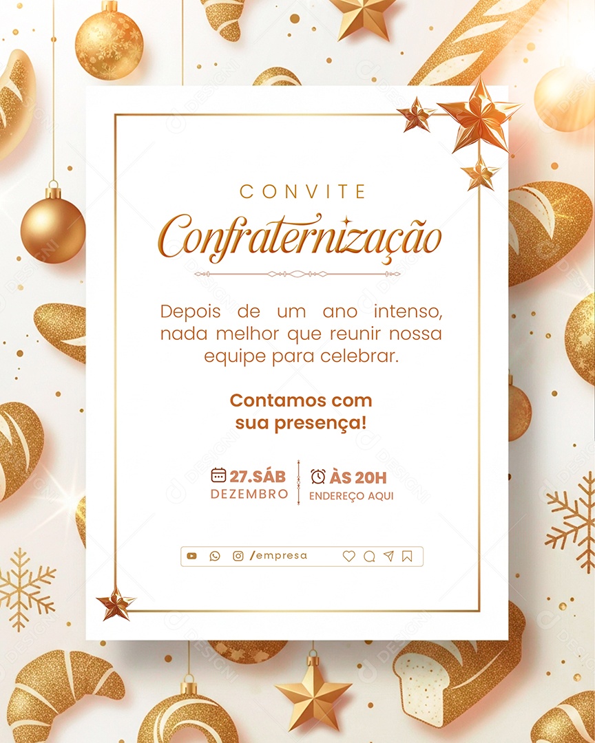 Convite de Confraternização Social Media PSD Editável