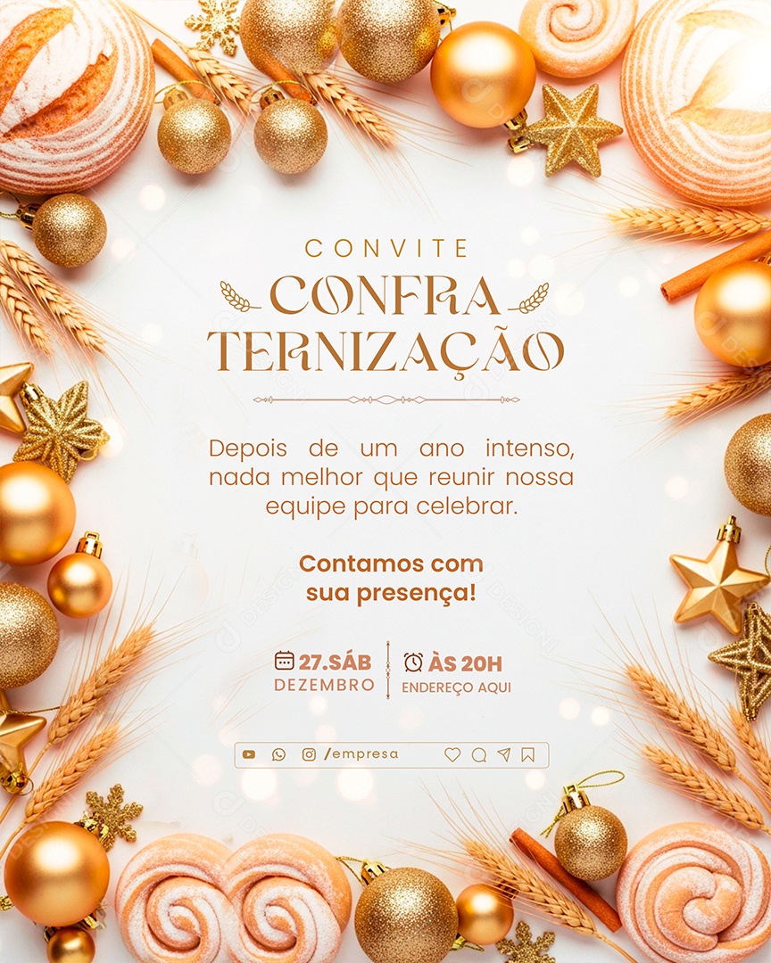 Convite de Confraternização Social Media PSD Editável