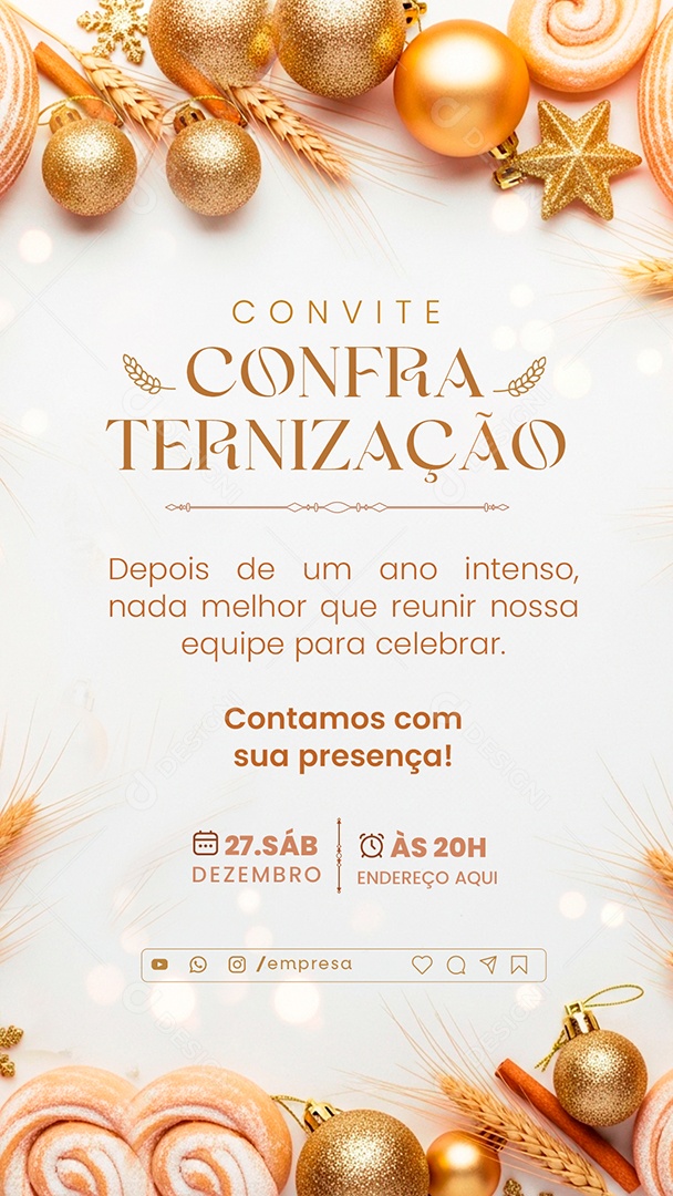 Convite de Confraternização Social Media PSD Editável