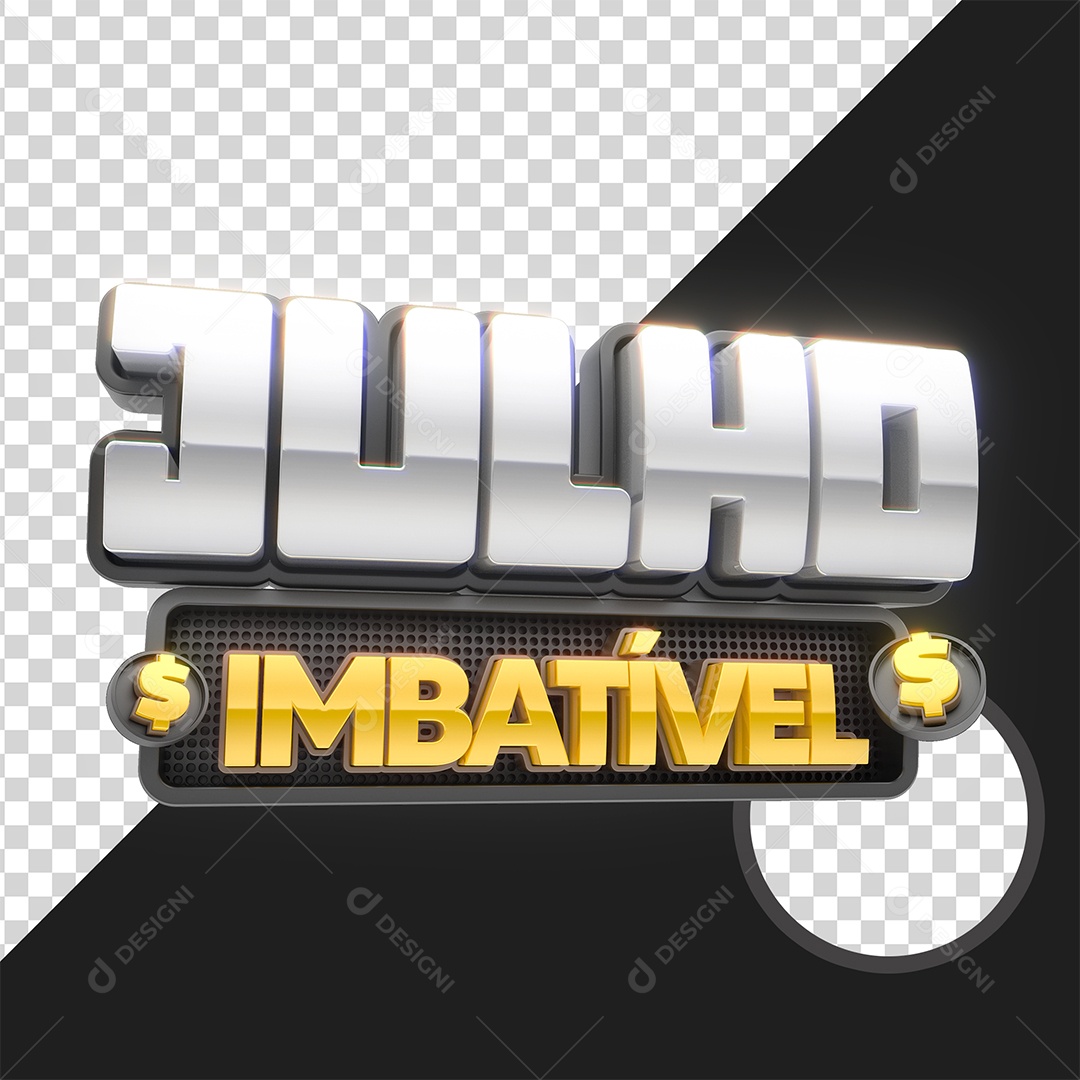 Julho Imbatível Selo 3D para Composição PSD