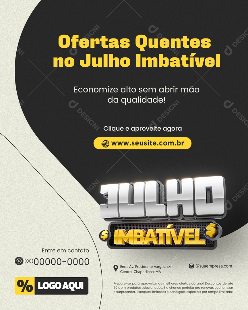 Julho Imbatível Ofertas e Promoções Social Media PSD Editável