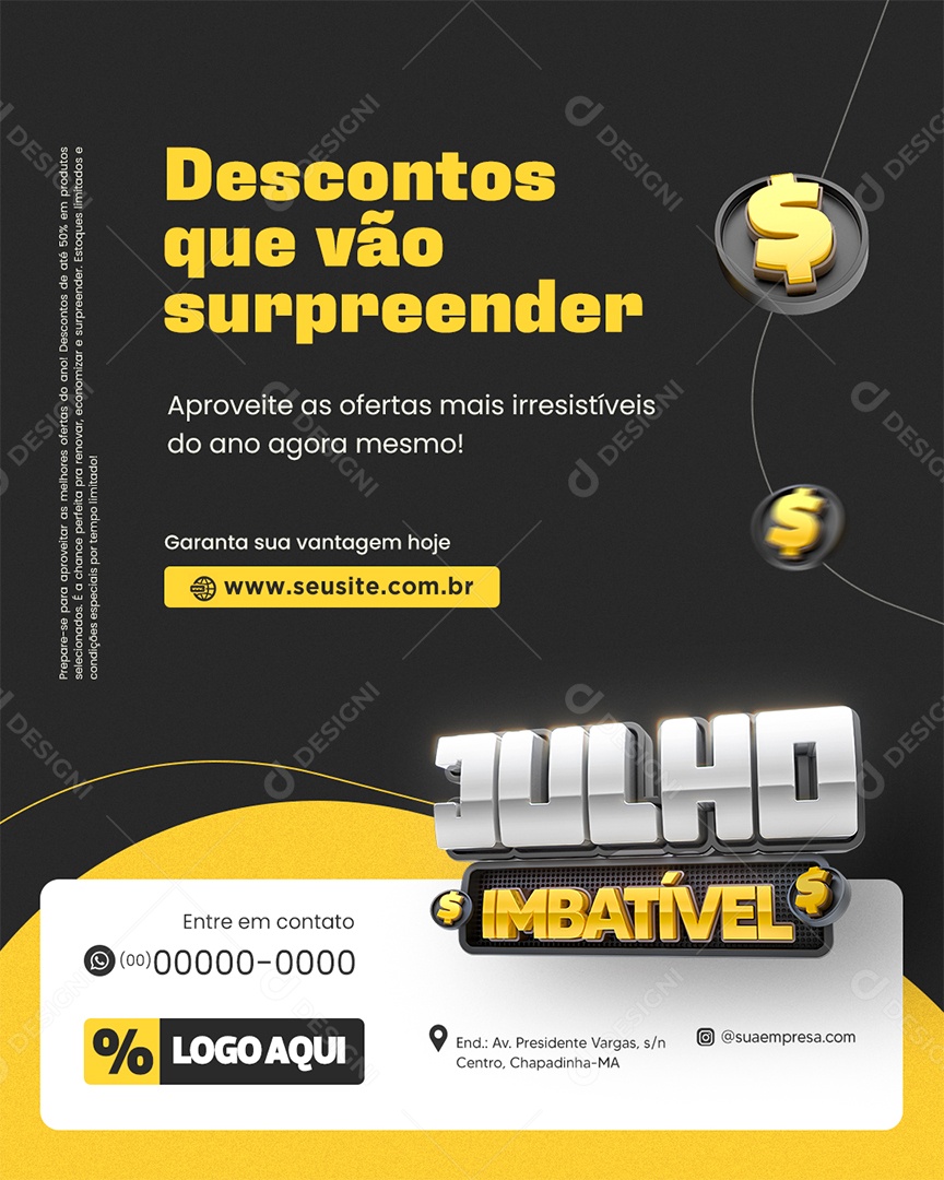 Julho Imbatível Ofertas e Promoções Social Media PSD Editável