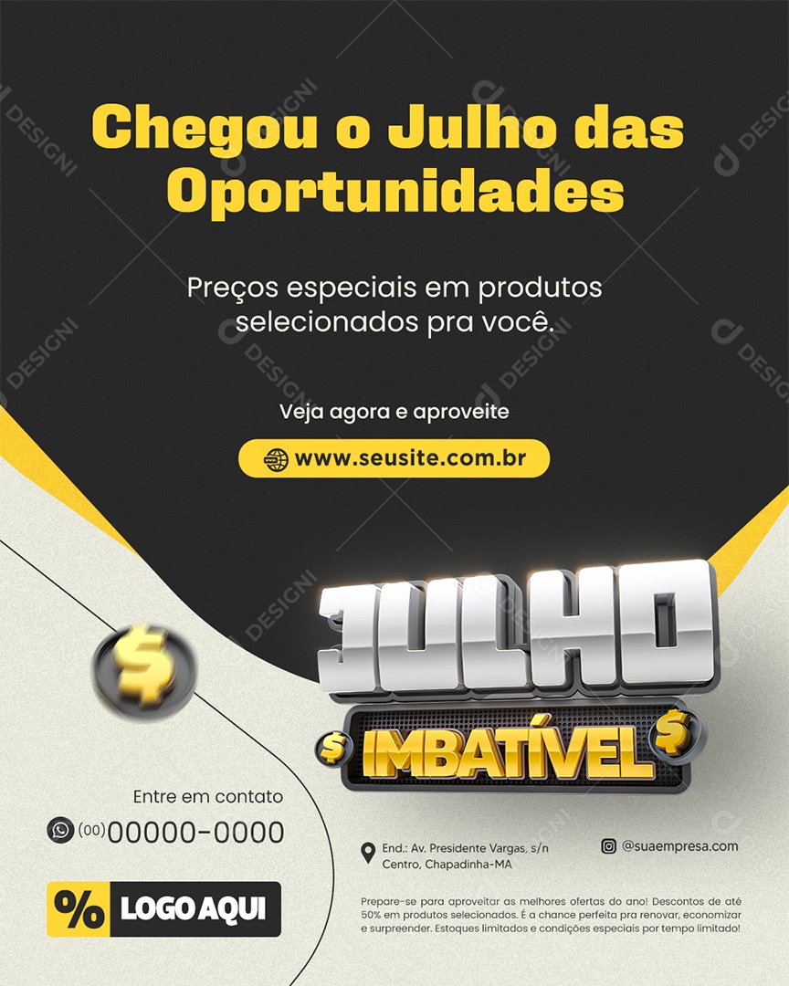 Julho Imbatível Ofertas e Promoções Social Media PSD Editável
