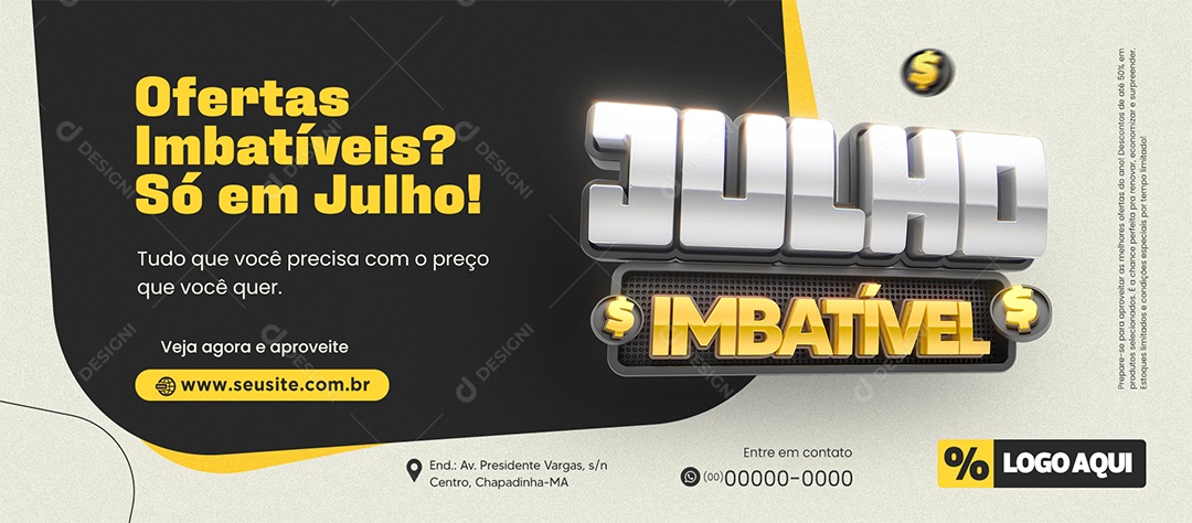 Banner Julho Imbatível Ofertas e Promoções Social Media PSD Editável