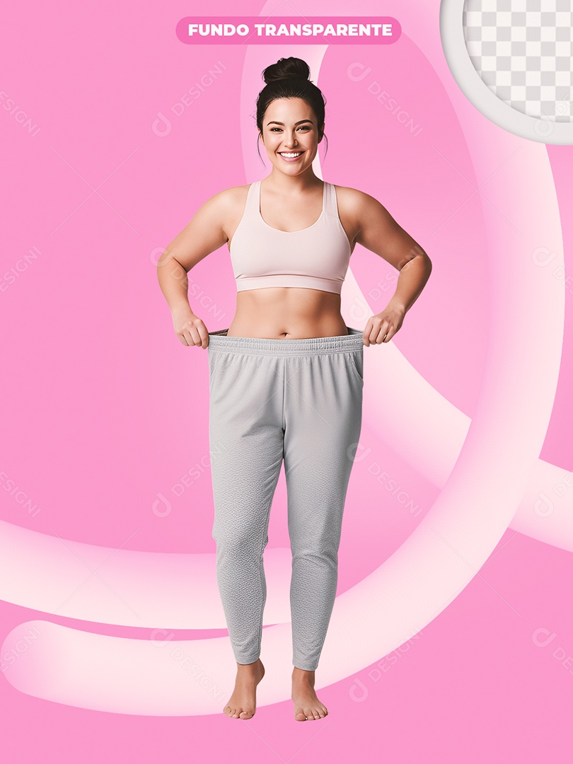 Mulher Mostrando Calça Larga Após Emagrecimento PSD