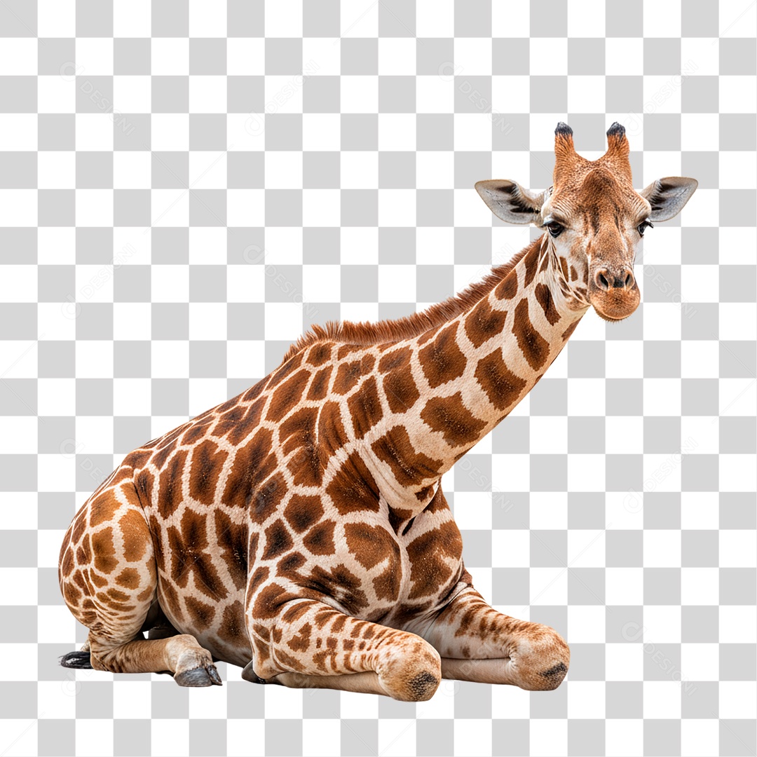 Girafa Deitada PNG Transparente