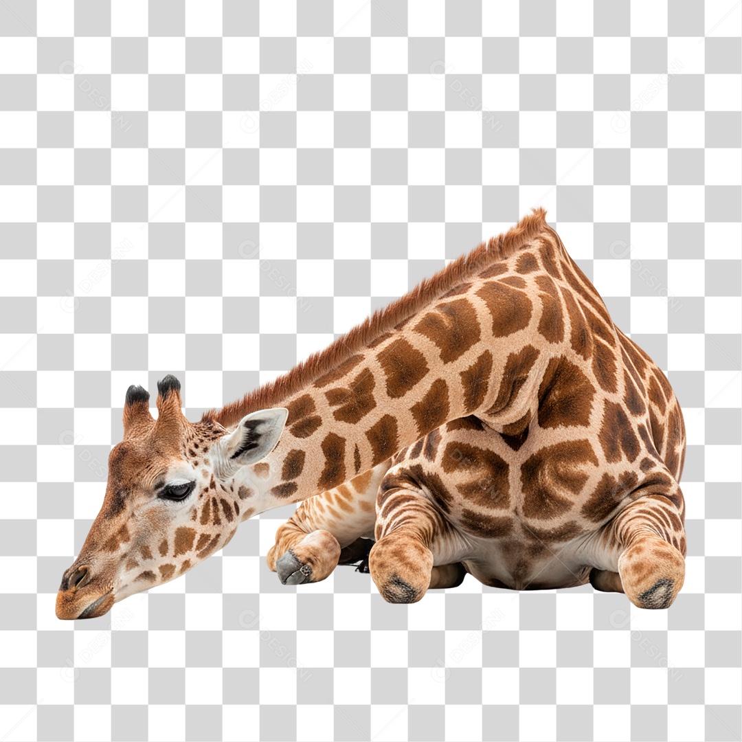 Girafa Deitada PNG Transparente
