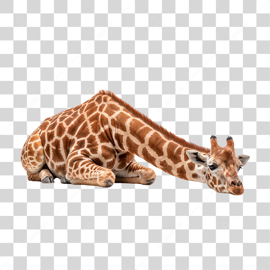 Girafa Deitada PNG Transparente