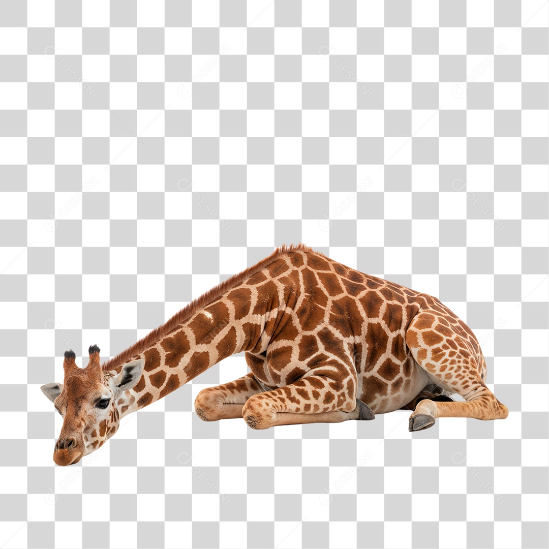 Girafa Deitada PNG Transparente