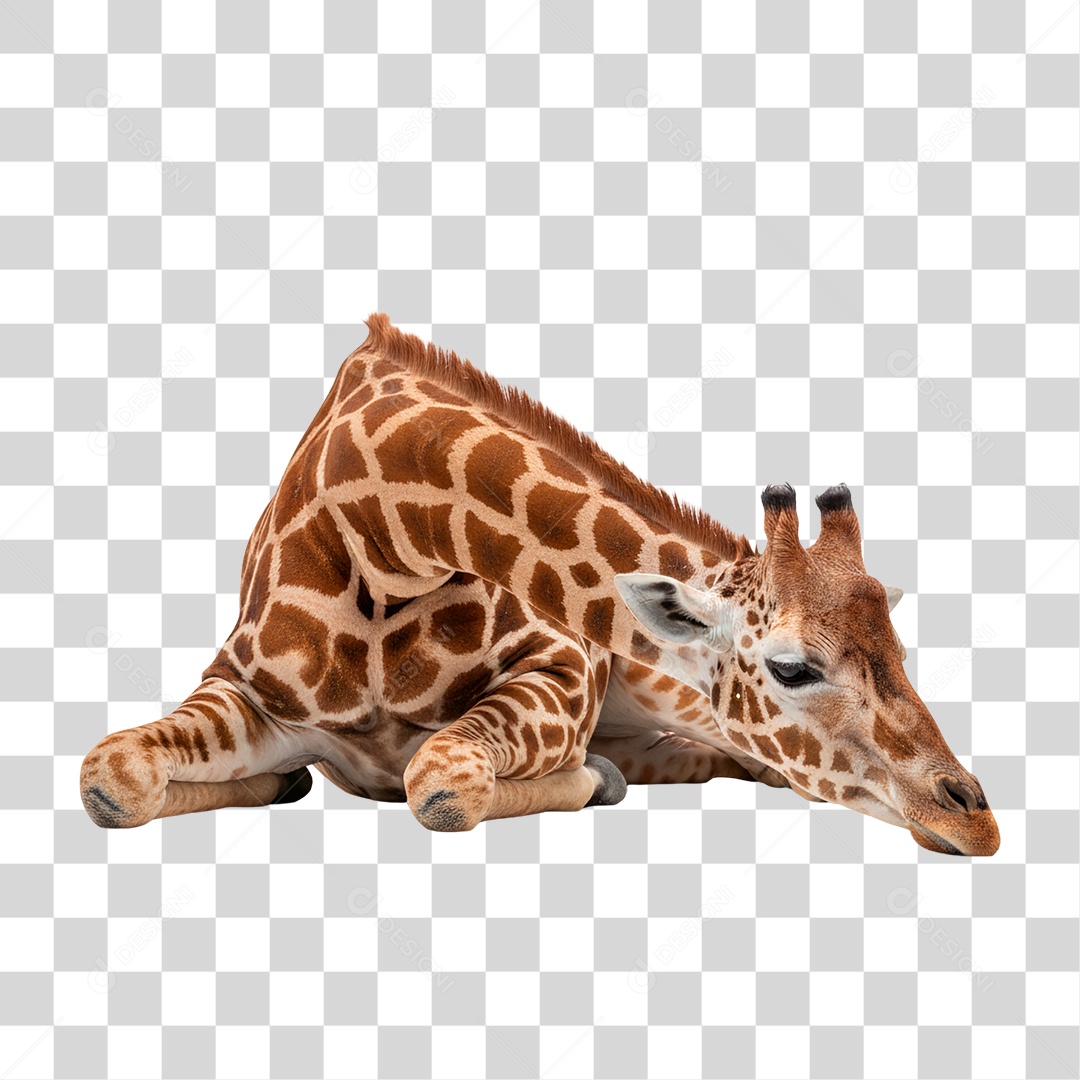 Girafa Deitada PNG Transparente