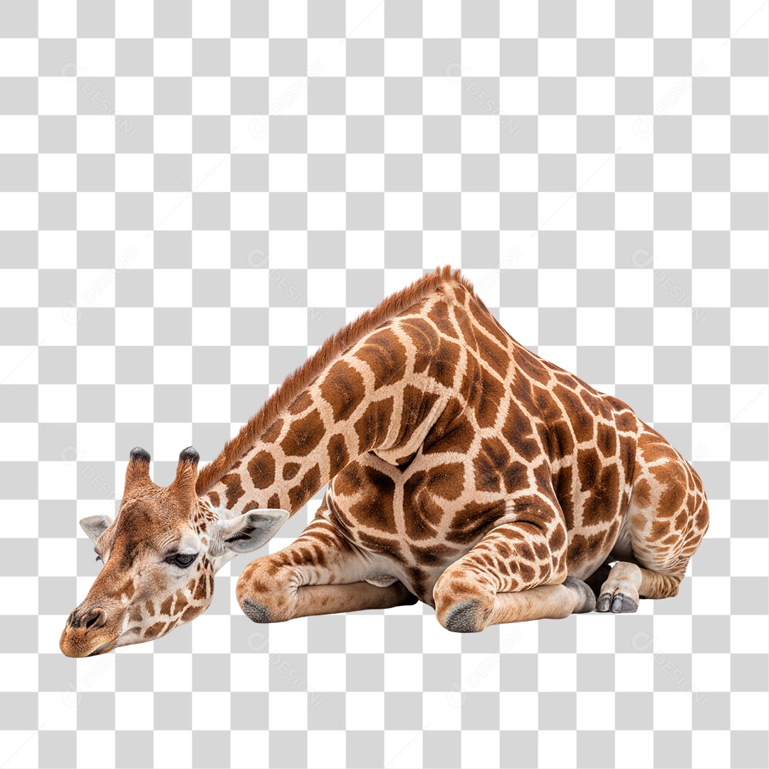 Girafa Deitada PNG Transparente