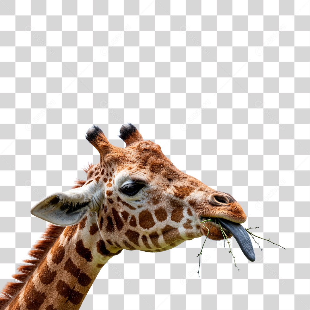 Girafa Comendo PNG Transparente