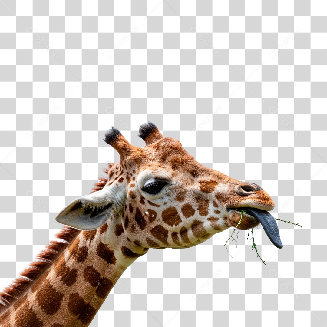 Girafa Comendo PNG Transparente