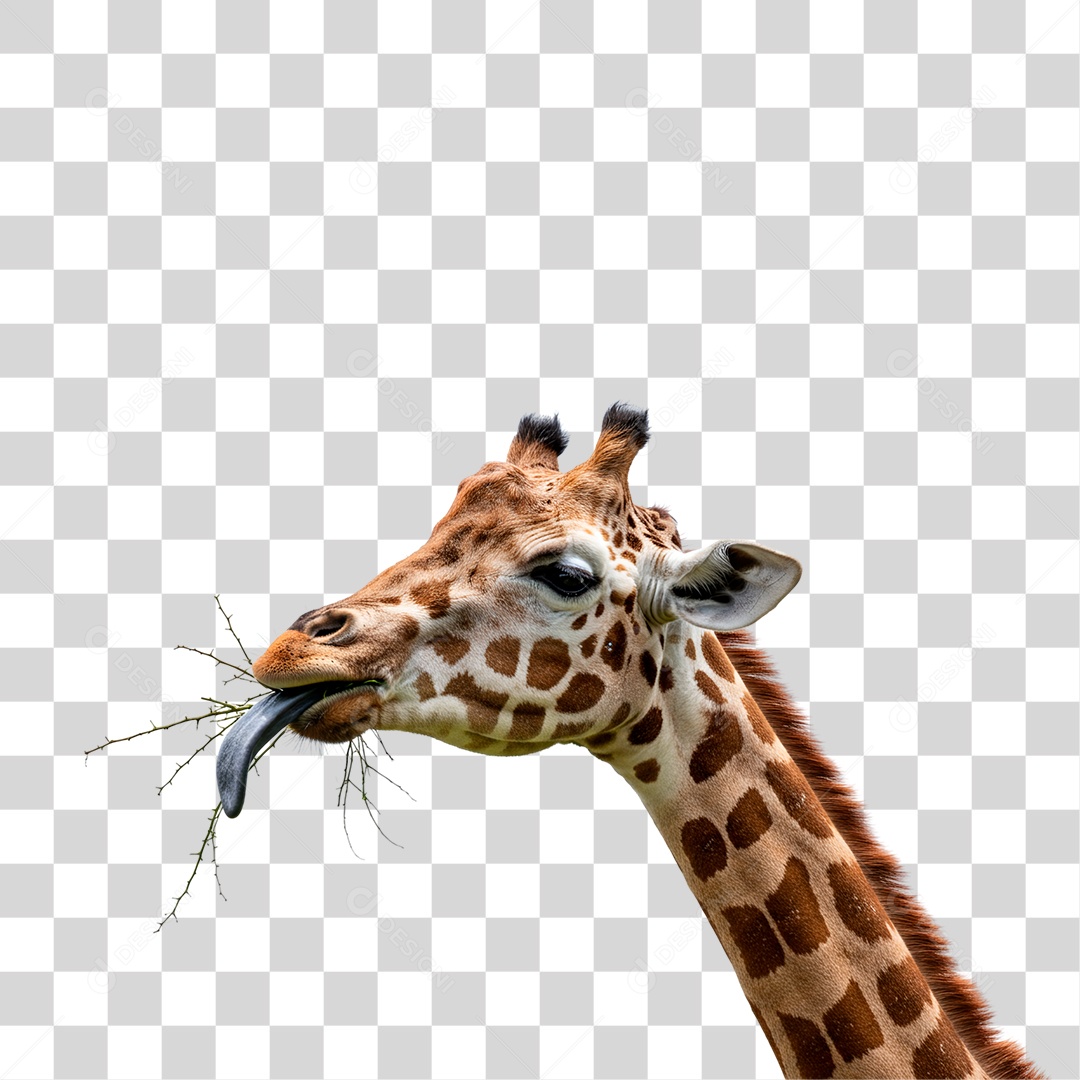 Girafa Comendo PNG Transparente