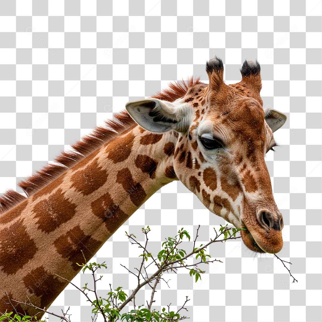 Girafa Comendo PNG Transparente