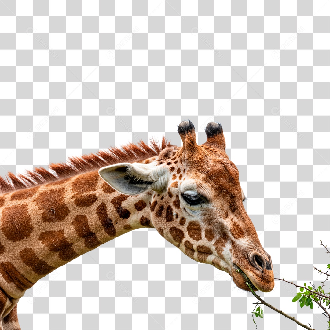 Girafa Comendo PNG Transparente