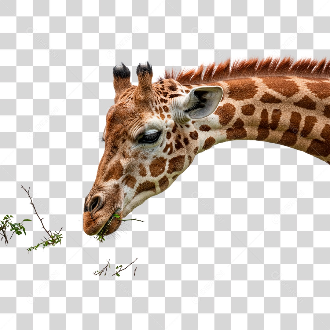 Girafa Comendo PNG Transparente