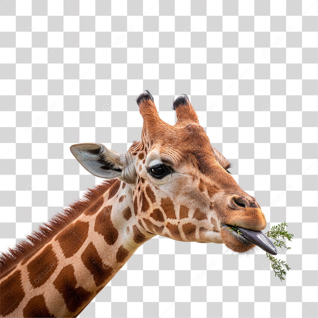 Girafa Comendo PNG Transparente