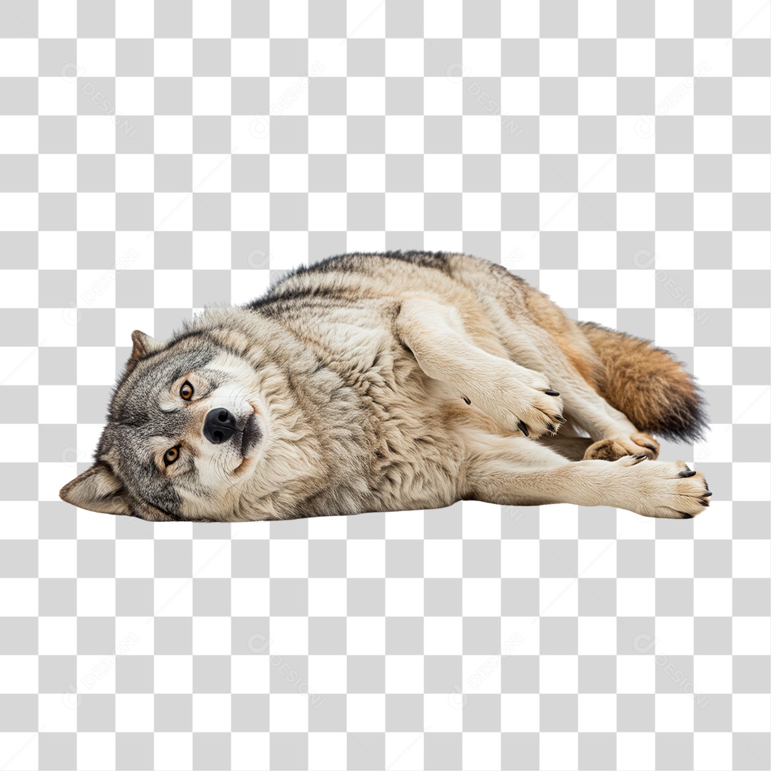 Lobo Deitado PNG Transparente