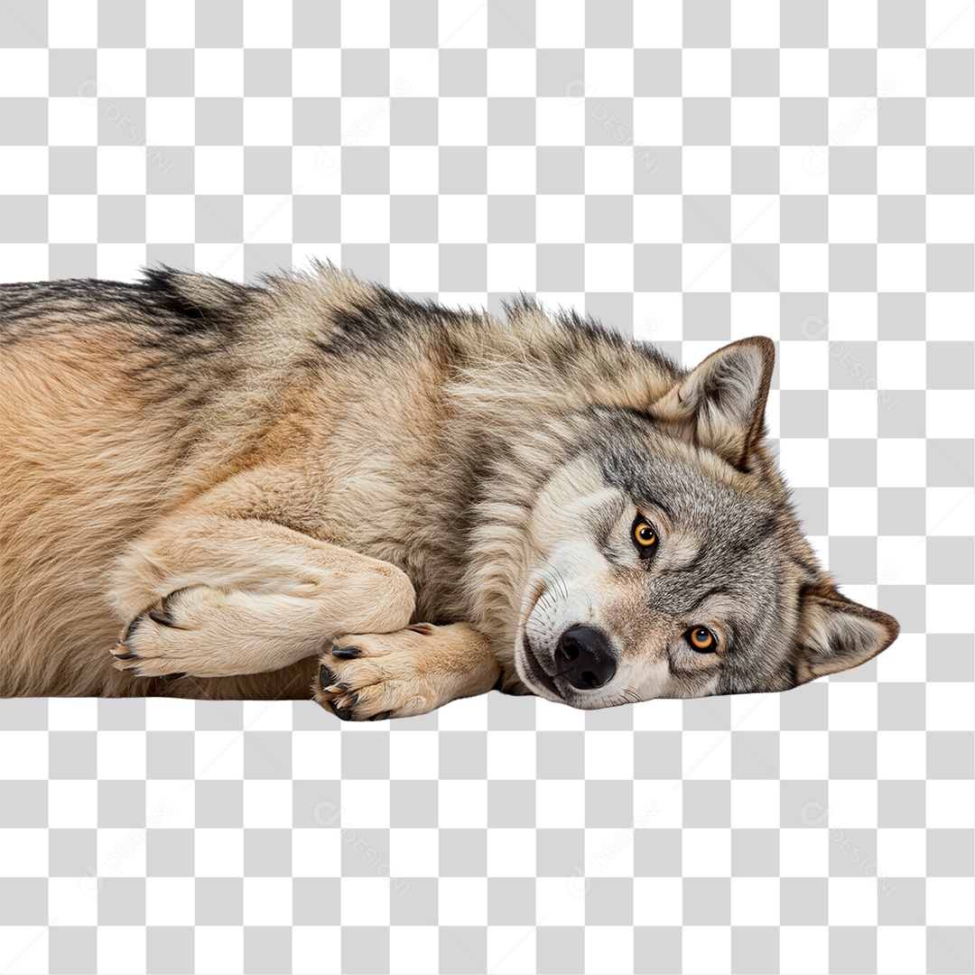 Lobo Deitado PNG Transparente