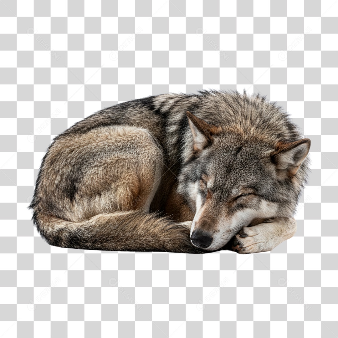 Lobo Deitado PNG Transparente