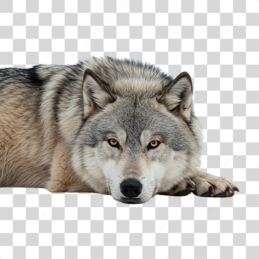 Lobo Deitado PNG Transparente