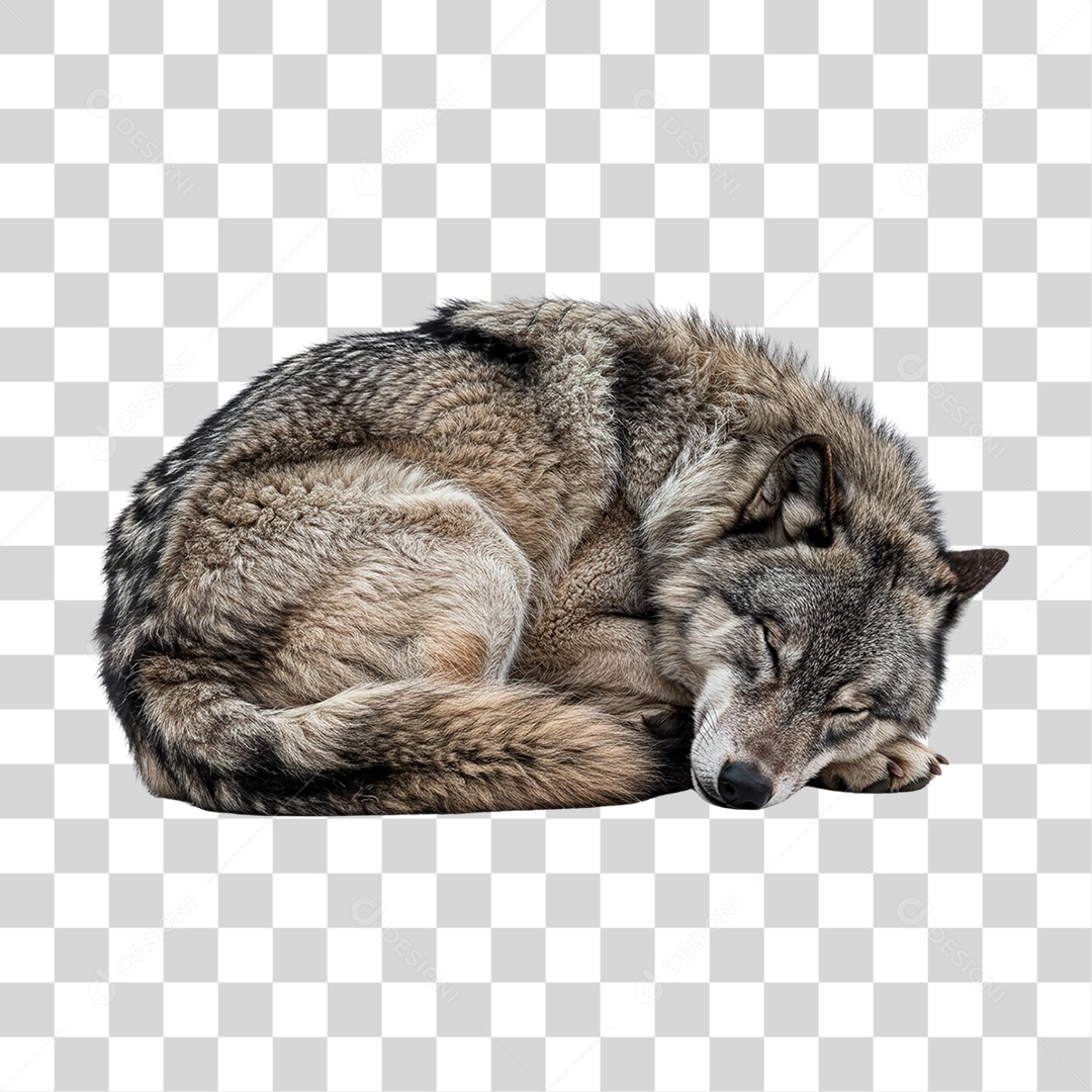 Lobo Deitado PNG Transparente