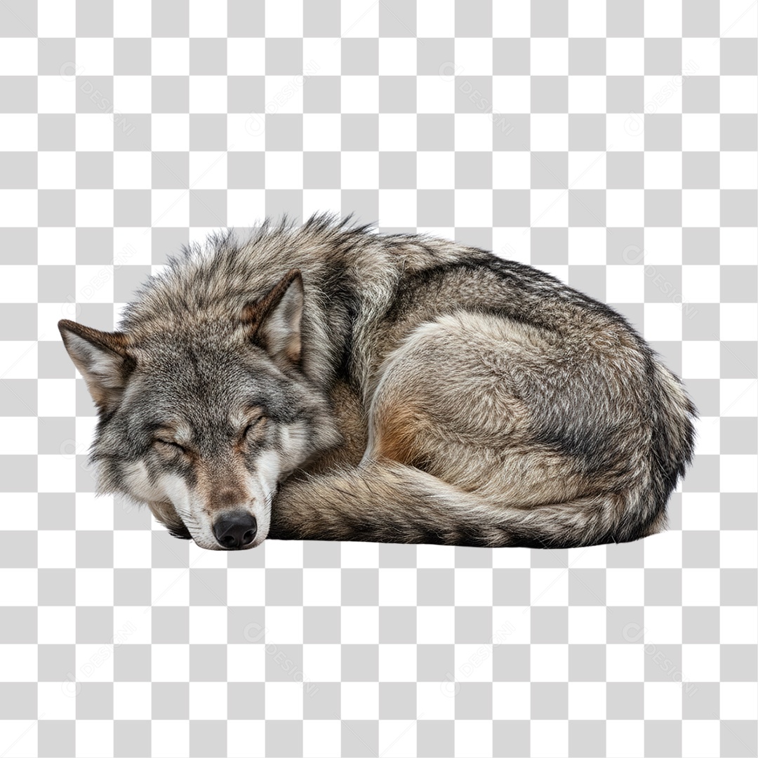 Lobo Deitado PNG Transparente