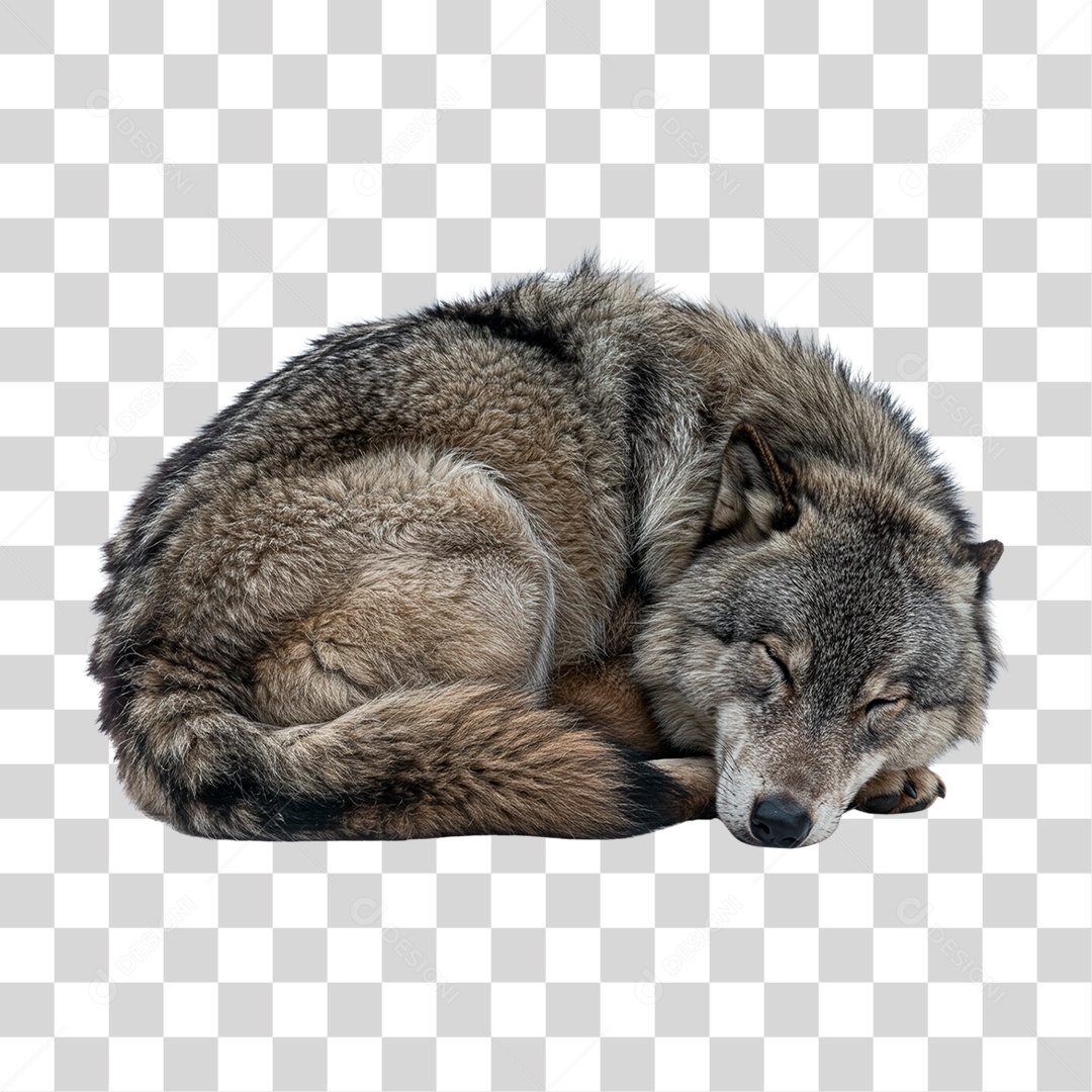 Lobo Deitado PNG Transparente