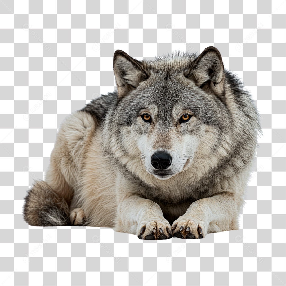Lobo Deitado PNG Transparente