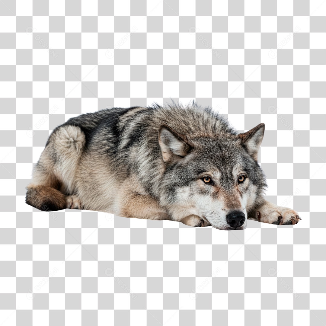 Lobo Deitado PNG Transparente