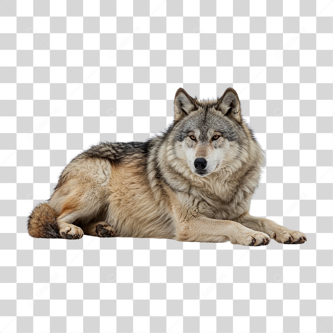 Lobo Deitado PNG Transparente