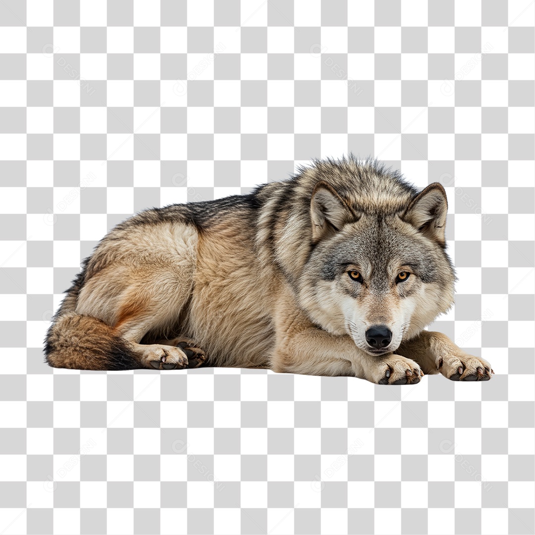 Lobo Deitado PNG Transparente