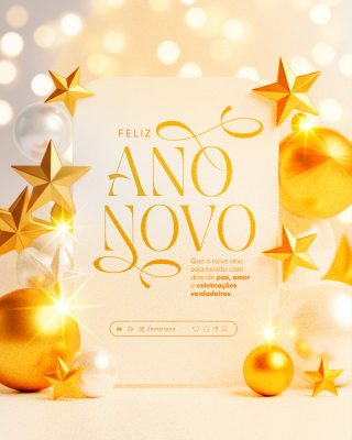 Feliz Ano Novo 2026 01 de Janeiro Social Media PSD Editável