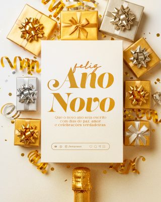 Feliz Ano Novo 2026 01 de Janeiro Social Media PSD Editável