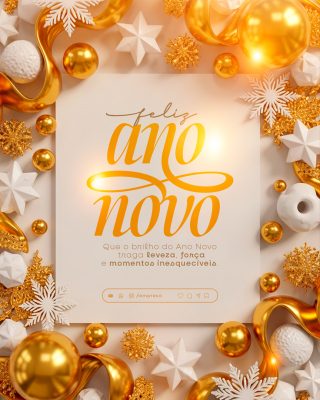 Feliz Ano Novo 2026 01 de Janeiro Social Media PSD Editável