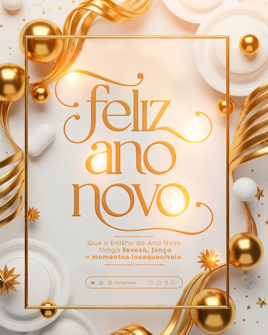 Feliz Ano Novo 2026 01 de Janeiro Social Media PSD Editável