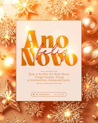 Feliz Ano Novo 2026 01 de Janeiro Social Media PSD Editável