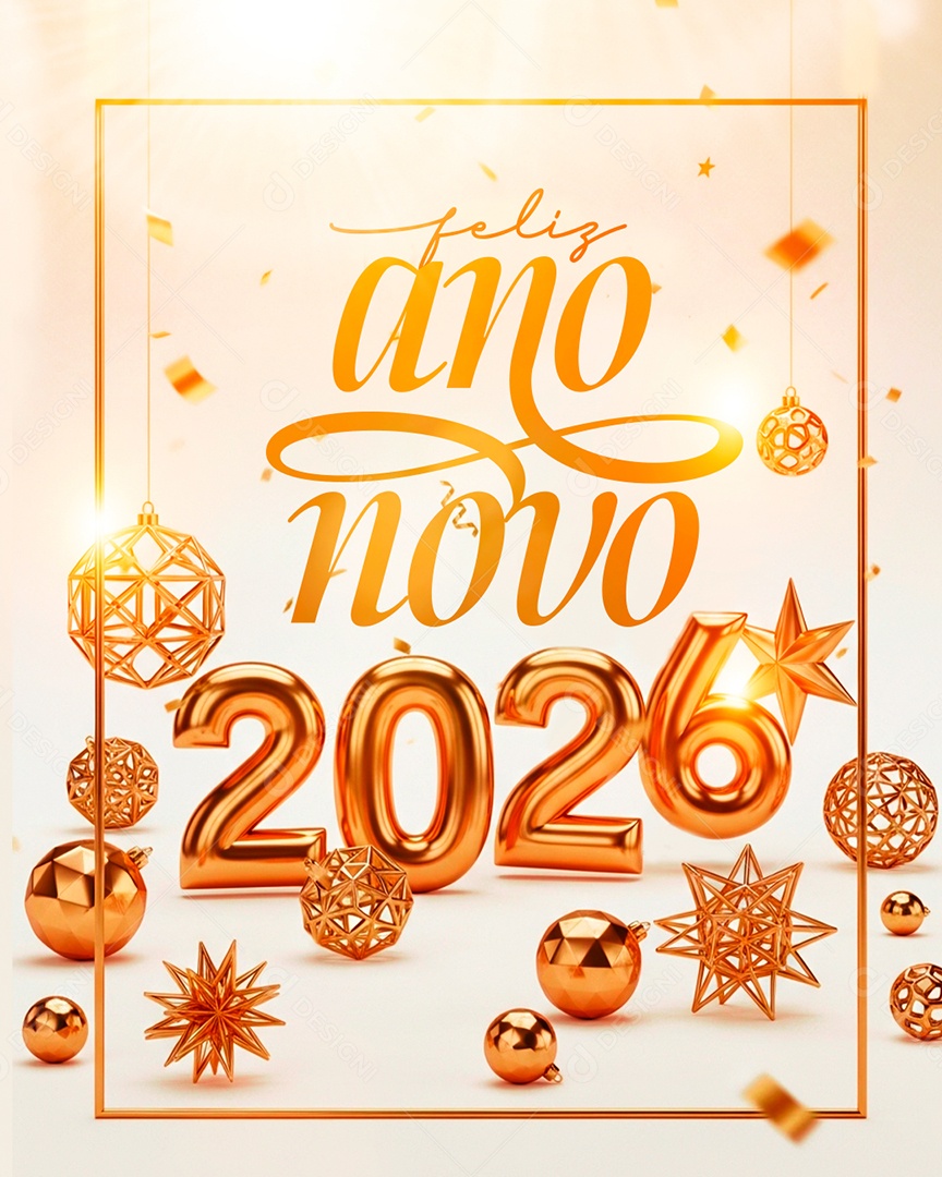 Feliz Ano Novo 2026 01 de Janeiro Social Media PSD Editável