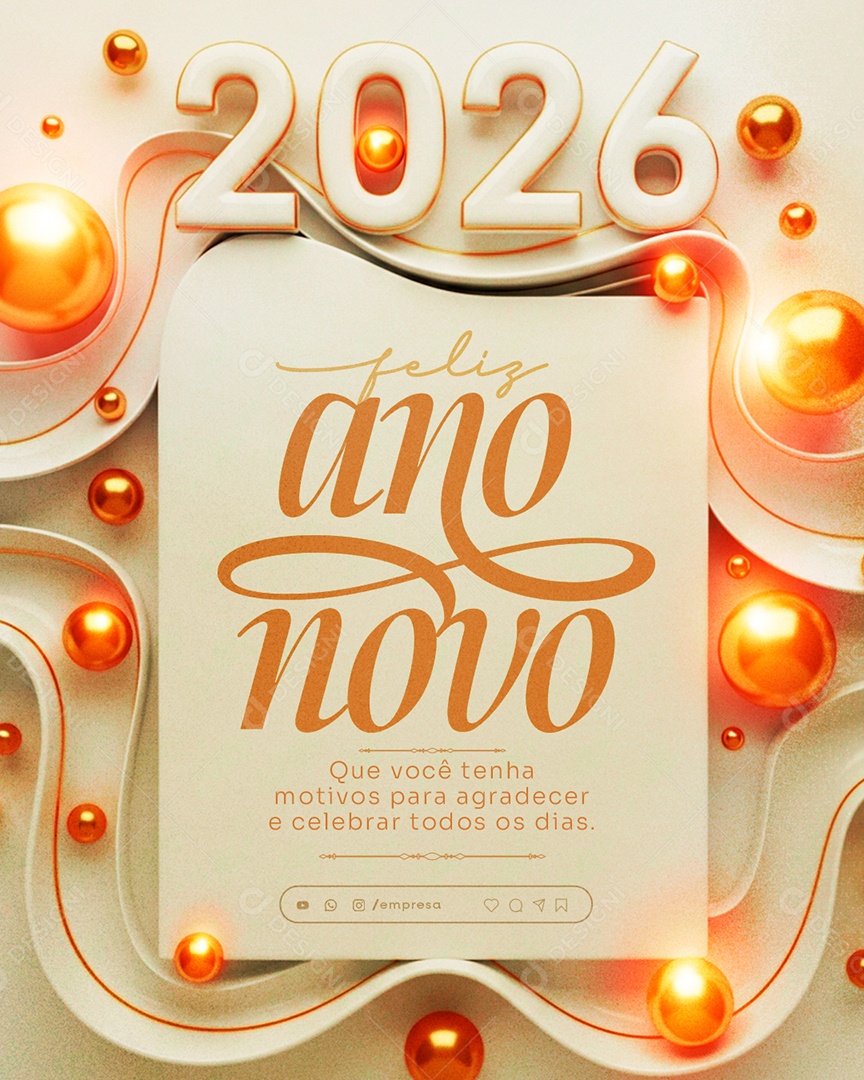 Feliz Ano Novo 2026 01 de Janeiro Social Media PSD Editável