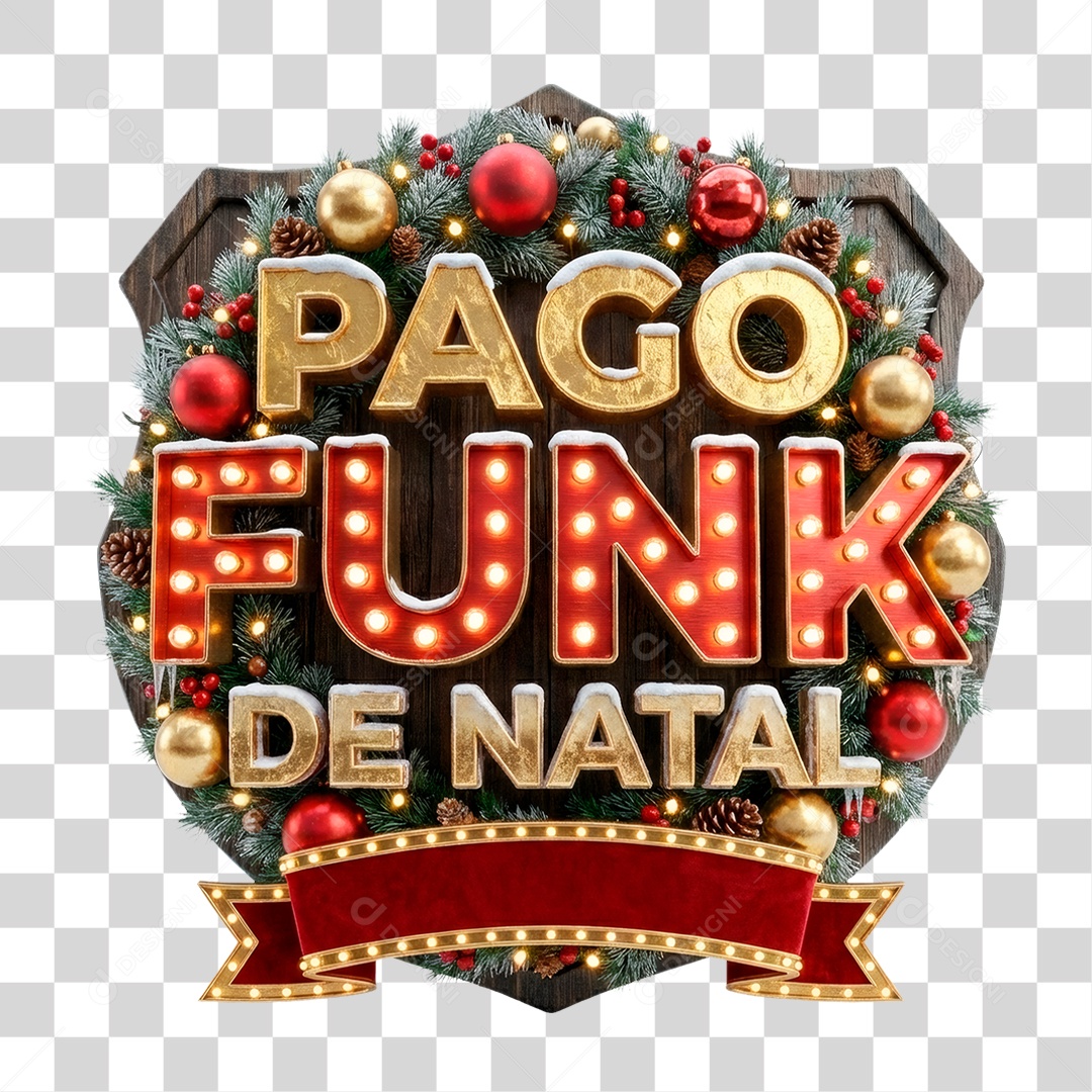 Selo 3D Pago Funk de Natal PNG Transparente